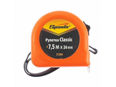 Рулетка Classic, 7.5 м х 24 мм, пластиковый корпус// SPARTA